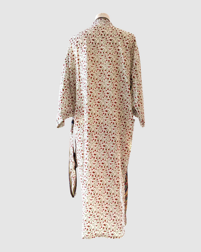 Midi silke kimono håndlavet i Indien - Thea