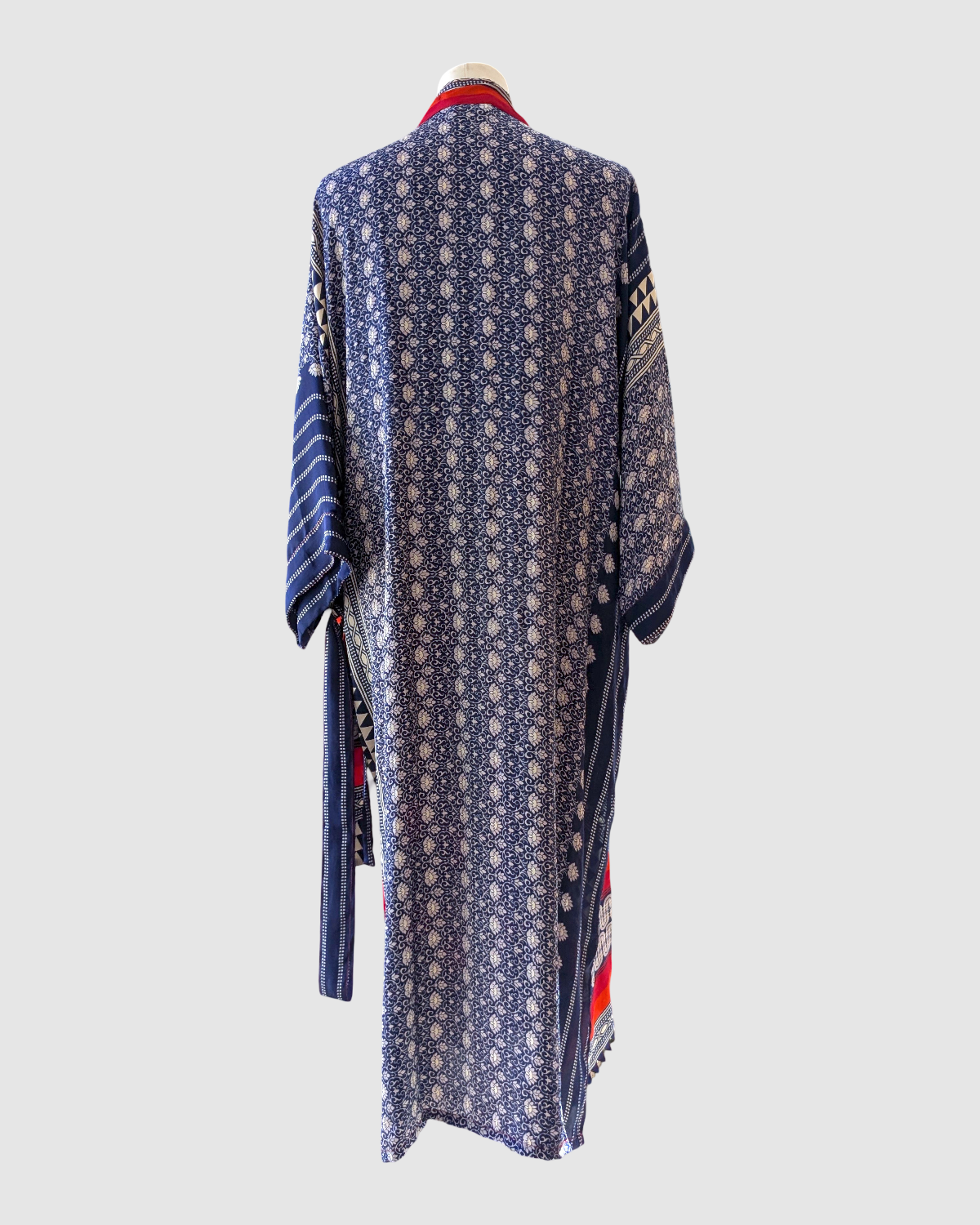 Midi silke kimono håndlavet i Indien - Ada