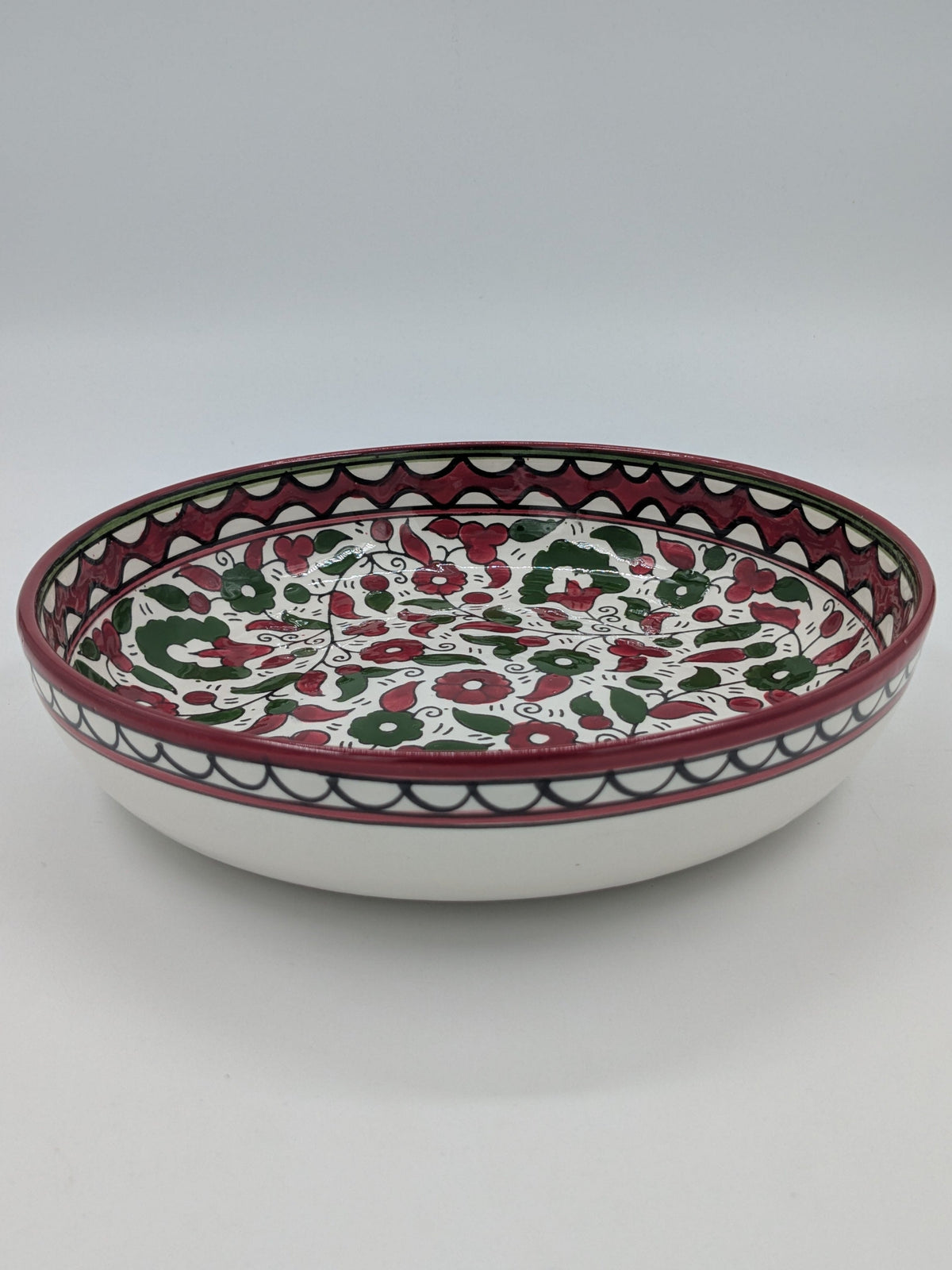 Serverings fad 23 cm - bordeaux/grøn