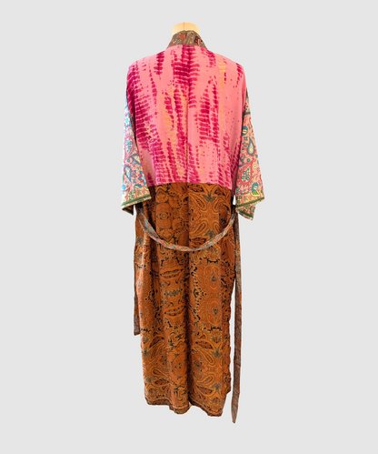 Lang silke kimono håndlavet i Indien - Levi