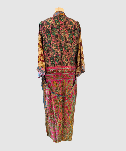 Lang silke kimono håndlavet i Indien - Toni