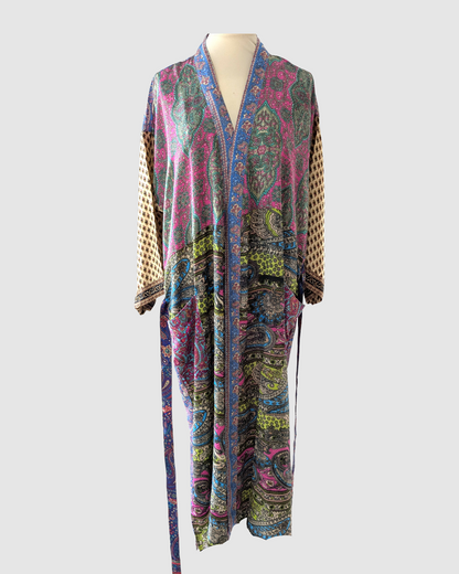 Lang silke kimono håndlavet i Indien - Merina