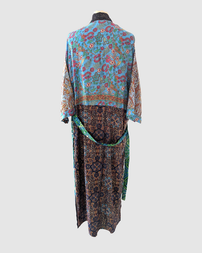 Lang silke kimono håndlavet i Indien - Uzma