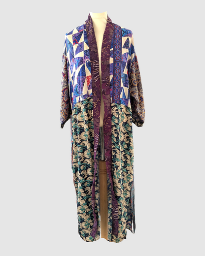 Lang silke kimono håndlavet i Indien - Ebba