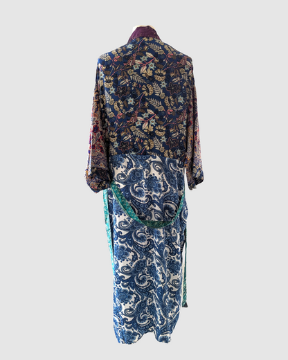 Lang silke kimono håndlavet i Indien - Maria