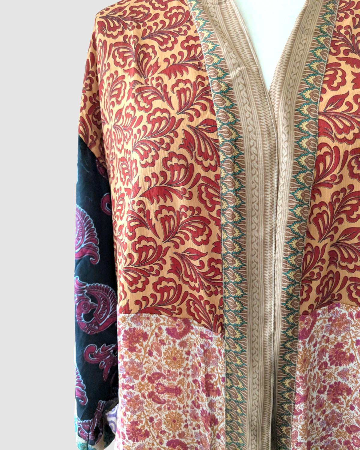 Plussize silke kimono fra Indien - Niba